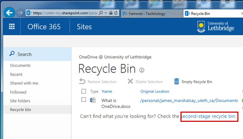 OneDrive Recycle Bin